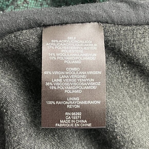 Tibi Wool Open Front Sweater Blazer Jacket Green Black - Picture 6 of 7